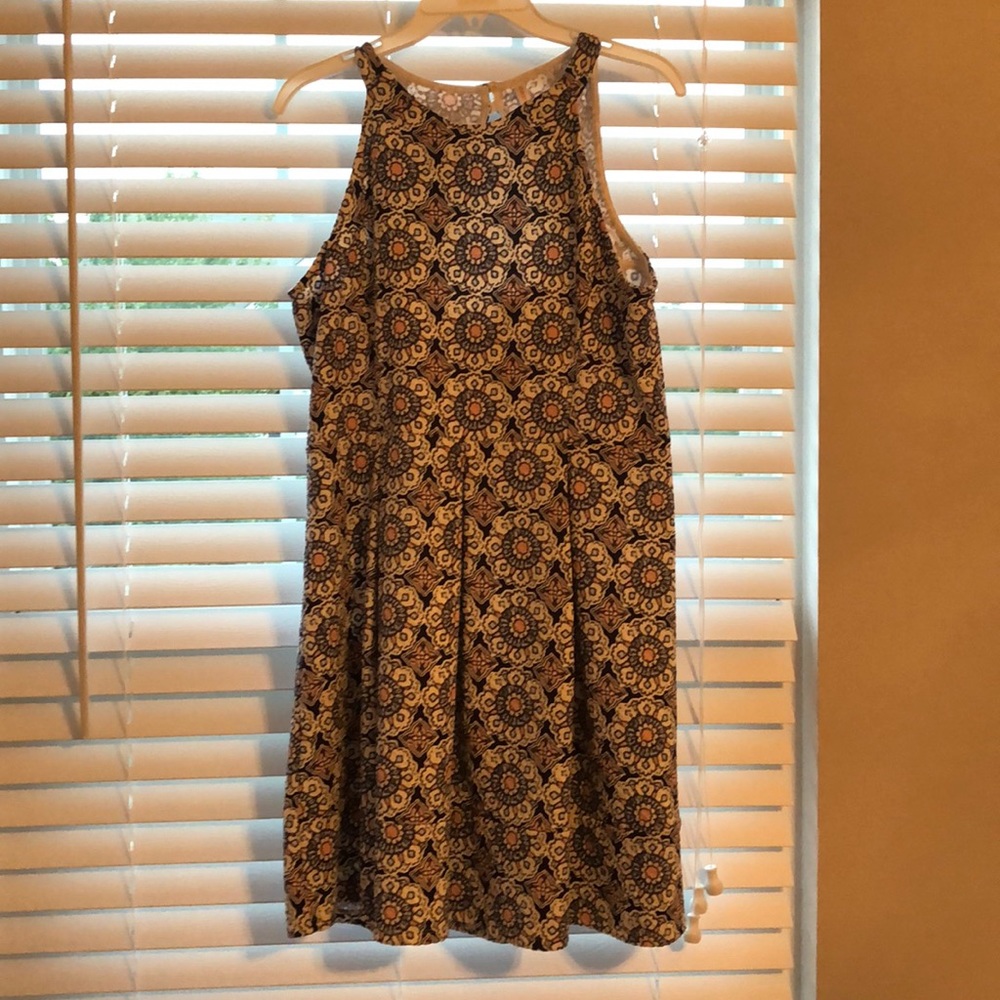 Mid length blue white and pink sleeveless dress